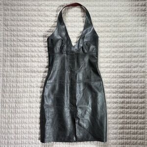 VINTAGE Leather Halter LAUNDRY Mini Dress